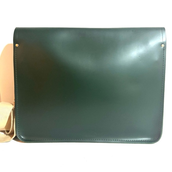 The Cambridge satchel unisex messenger briefcase Classic Green Leather bag - Picture 2 of 7